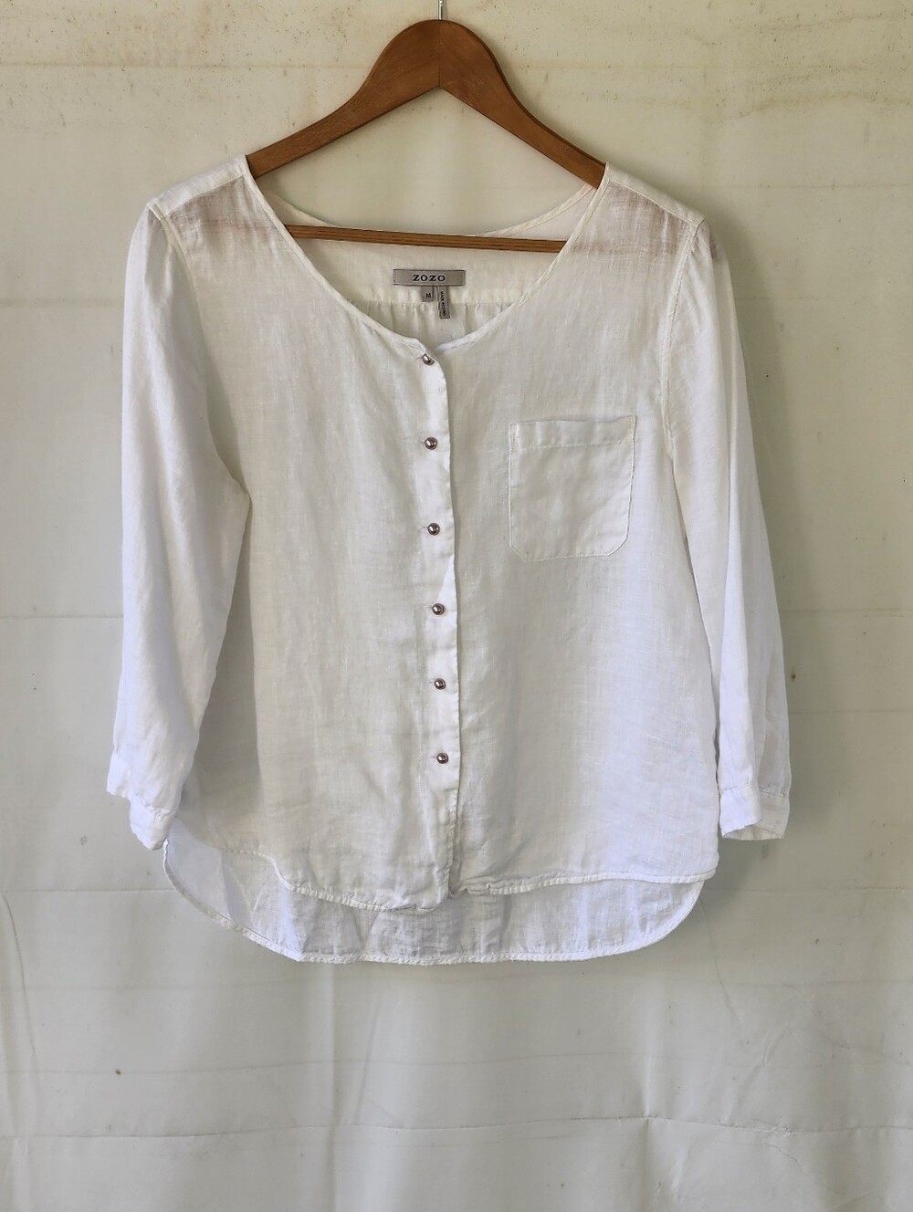 Zozo White Linen Button-Down Women's Shirt